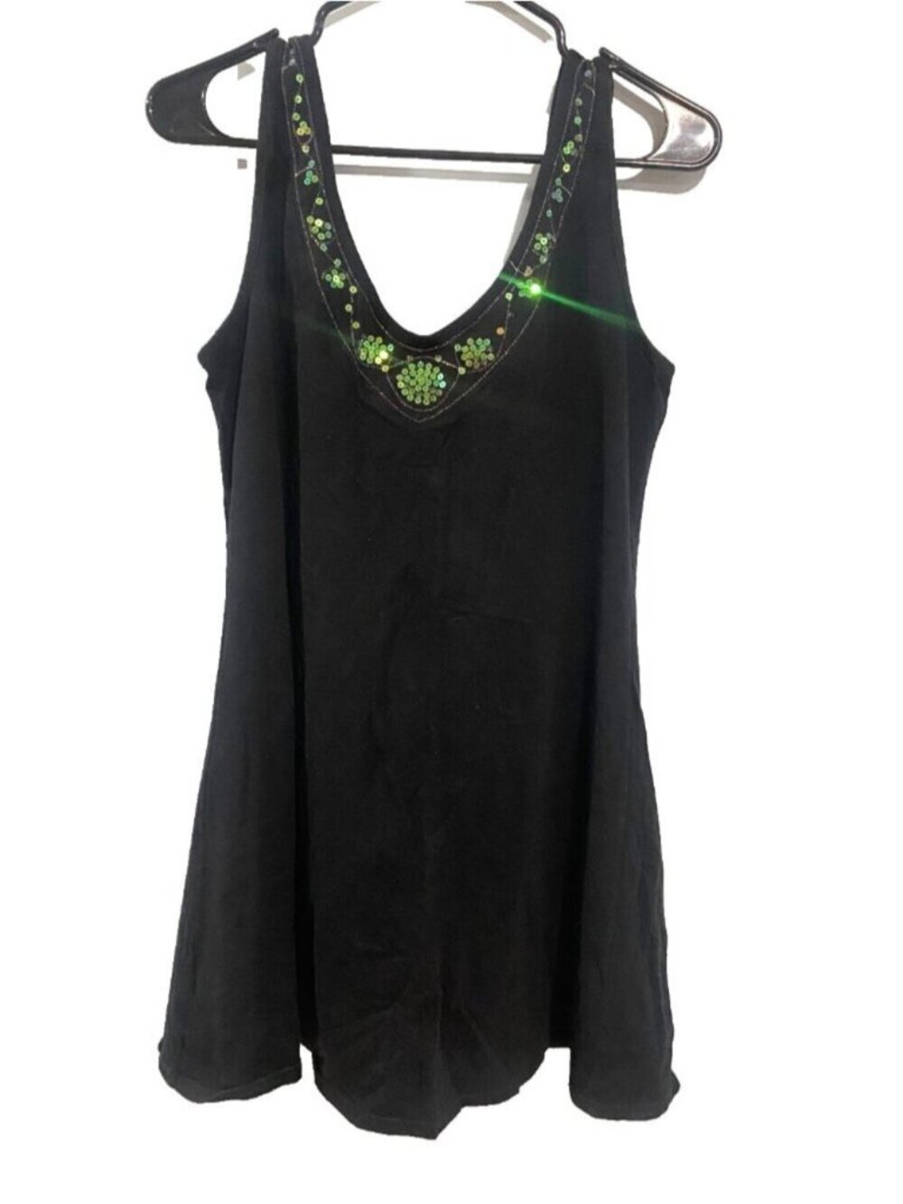 🛍️ 2/$20 ENTIRE SHOP - Y2K Sparkly Lingerie Sequin Chemise Nightgown Black XL
